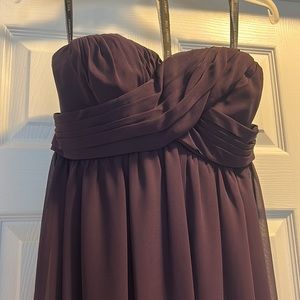 Bill Levkoff plum bridesmaid dress